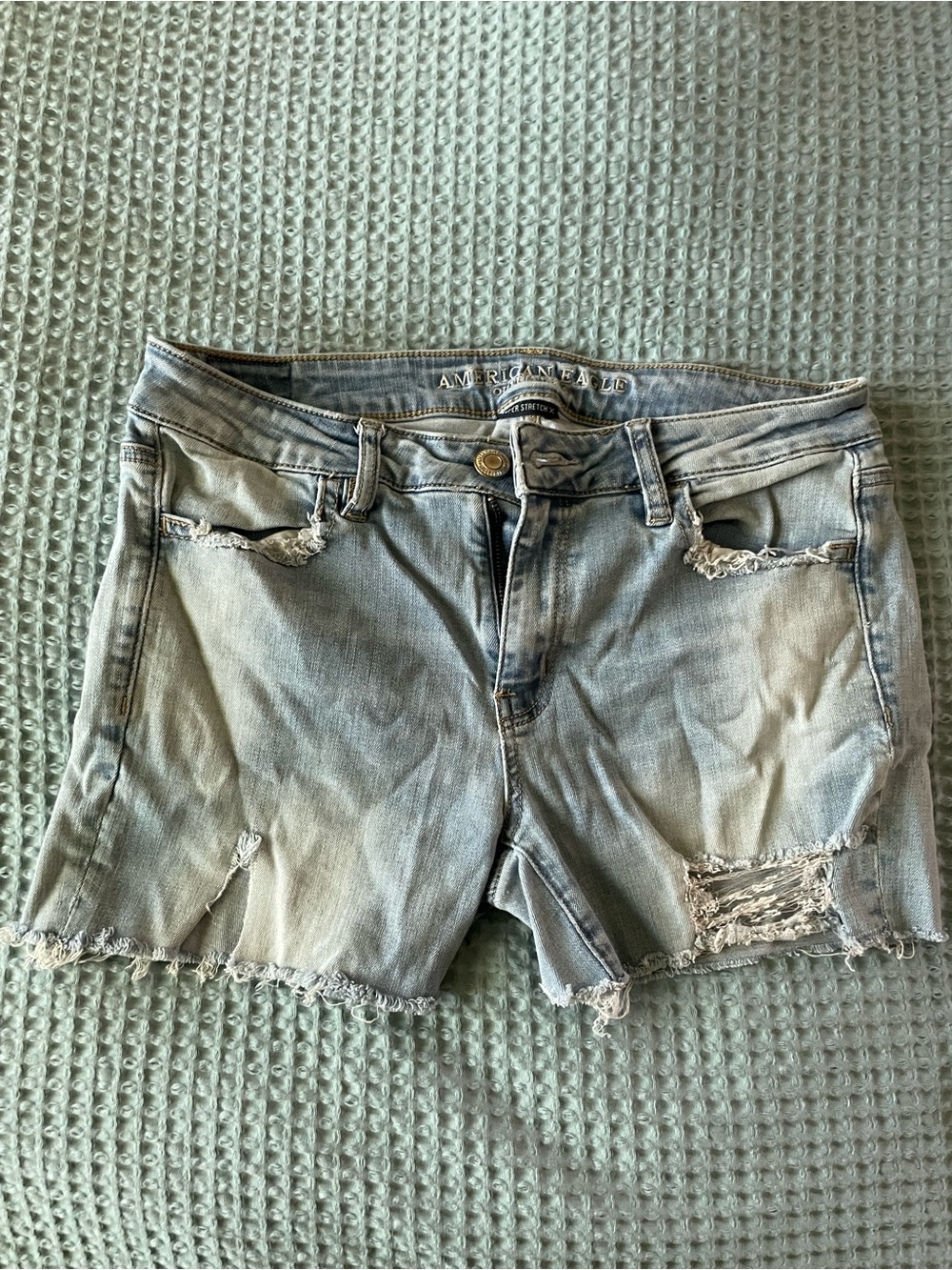 American Eagle Outfitters Light Blue Distressed Denim Cutoff Shorts